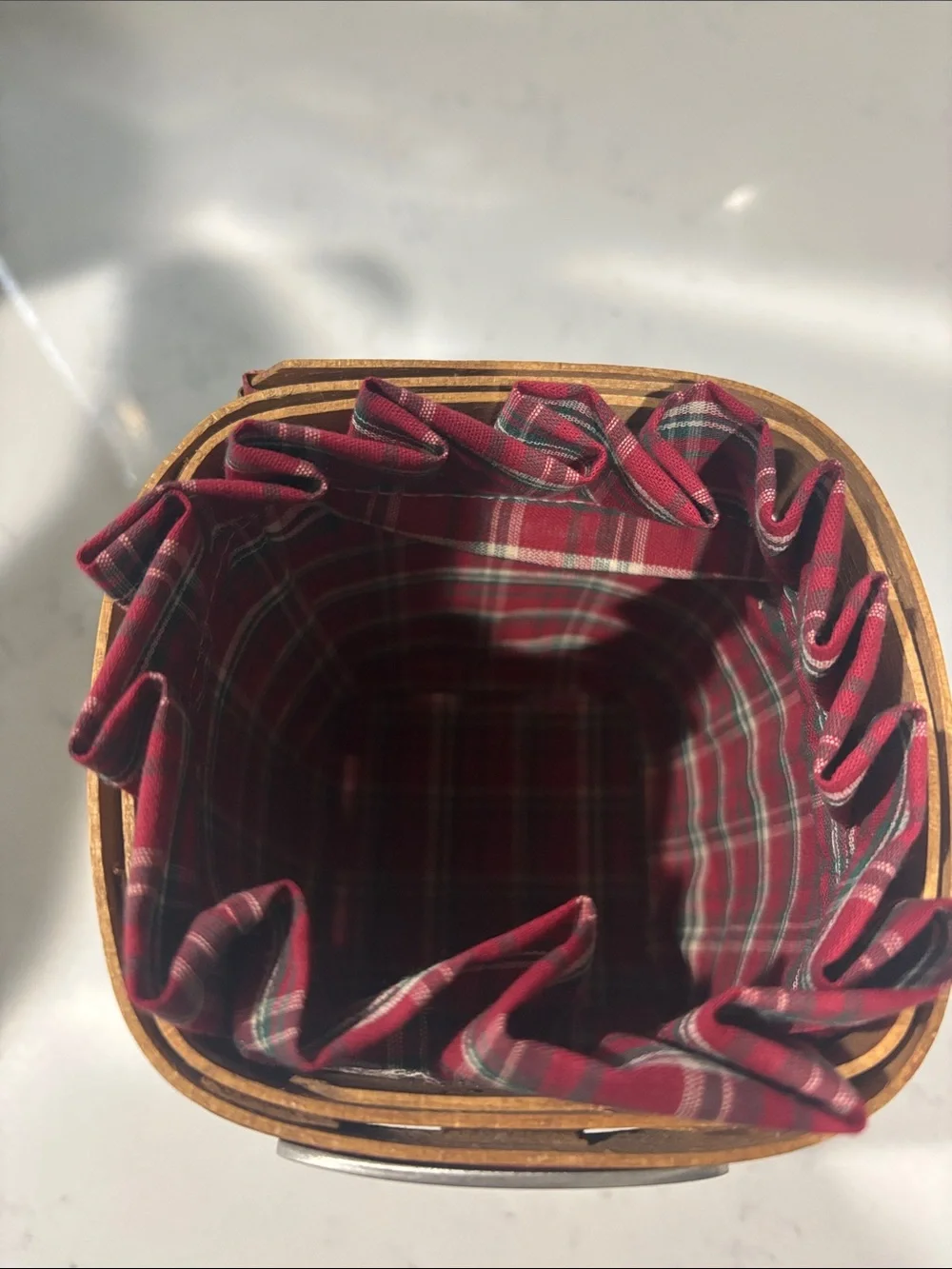 Special Edition 1993 Christmas Nutcracker Basket with Red Plaid Liner